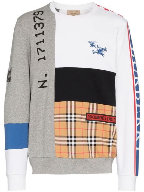 burberry archive logo panelled cotton sweatshirt|burberry shirts long sleeve.